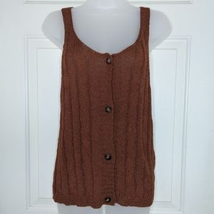Anthropologie‎ Sweet Rain Sleeveless Button Sweater Tank Brown Size XL